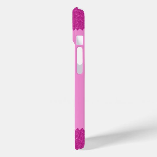 Coques Case-Mate iPhone Fille rose parties scintillant zigzag, monogramme (Verso / Gauche)