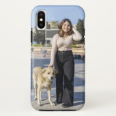 Coques Case-Mate iPhone Fille souriante personnalisée avec chien de compag (Dos)