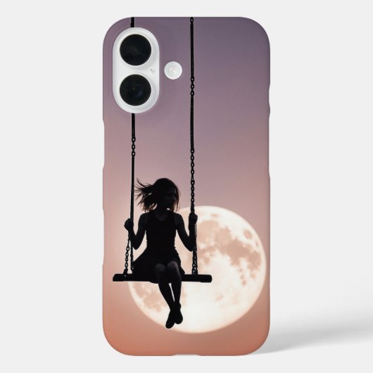 Coques Case-Mate iPhone Fille sur une balançoire silhouette sur une lune (Verso)