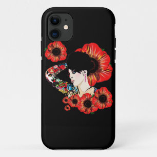 Case-Mate iPhone Case Fille tatouée parmi les fleurs de pavot Art par Le