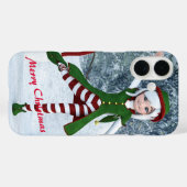 Coques Case-Mate iPhone Fille Toon de Noël dans une forêt d'hiver (Verso (horizontal))
