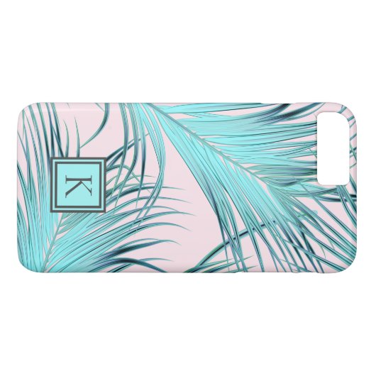 Coques Case-Mate iPhone Fille Tropical Island Palm Fronds avec Monogramme (Dos (Horizontal))