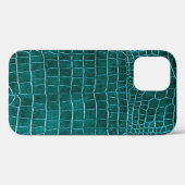 Coques Case-Mate iPhone Fille Turquoise Faux Crocodile Cuir (Verso (horizontal))