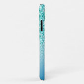Coques Case-Mate iPhone Fille Turquoise Faux Parties scintillant Monogramm (Dos/Droite)