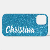 Coques Case-Mate iPhone Fille Turquoise Nom de Parties scintillant Personn (Verso (horizontal))