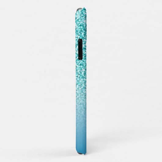 Coques Case-Mate iPhone Fille Turquoise Parties scintillant Monogramme Nom (Dos/Droite)