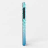 Coques Case-Mate iPhone Fille Turquoise Parties scintillant Monogramme Nom (Dos/Gauche)