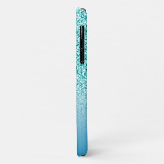 Coques Case-Mate iPhone Fille Turquoise Parties scintillant Monogramme Nom (Dos/Gauche)