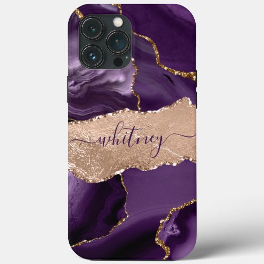 Coques Case-Mate iPhone Fille violet Agate Pierre Rose Or élégant (Verso)