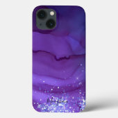 Coques Case-Mate iPhone Fille violet avec Parties scintillant argent Monog (Verso)