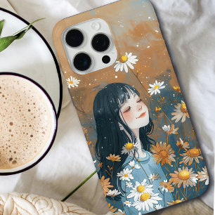 Coque iPhone 15 Pro Max Fille Whimsical dans le champ de marguerite : Fleu