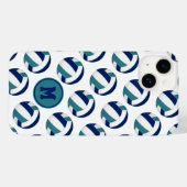 Coques Case-Mate iPhone filles bleu marine turquoise volleyballs motif (Verso (horizontal))