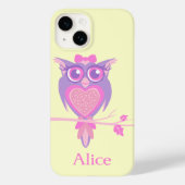 Coques Case-Mate iPhone Filles chouette hibou nom jaune violet (Verso)