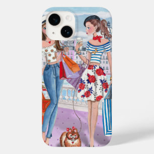 Coque Pour iPhone 14 Filles de mode de shopping à Paris Illustration Ch
