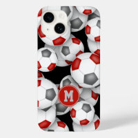 Filles rouge gris boules de football motif monogra