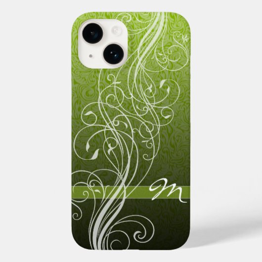 Coques Case-Mate iPhone Fils Abstraits sur moody green avec Monogram (Verso)