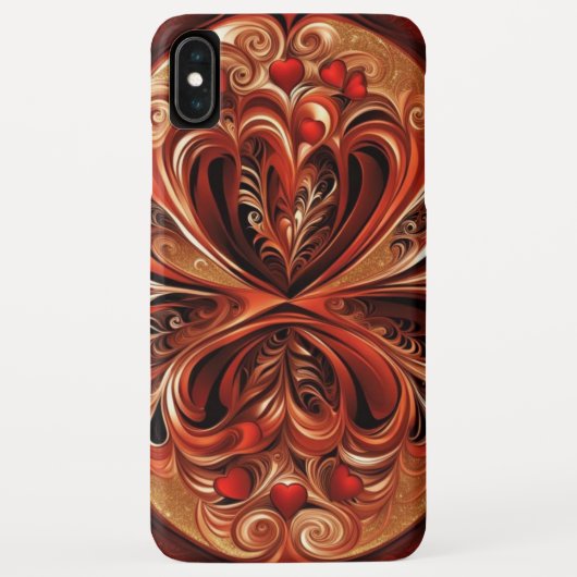 Coques Case-Mate iPhone Fils & Coeurs cannelle or rouge noir (Dos)