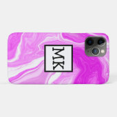 Coques Case-Mate iPhone Fils roses et Marbres blancs Personnalisés (Dos (Horizontal))