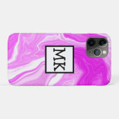 Coques Case-Mate iPhone Fils roses et Marbres blancs Personnalisés (Dos (Horizontal))