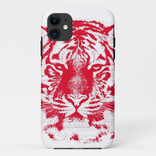 Coques Case-Mate iPhone Fin rouge et blanche de visage de tigre (Dos)