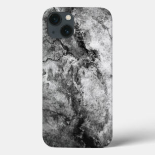 Etui iPhone 13 Finition en marbre noir et blanc strié de fumée