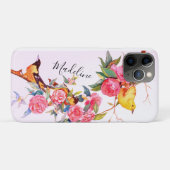 Coques Case-Mate iPhone Finition or et aquarelle florale de Camellia (Dos (Horizontal))