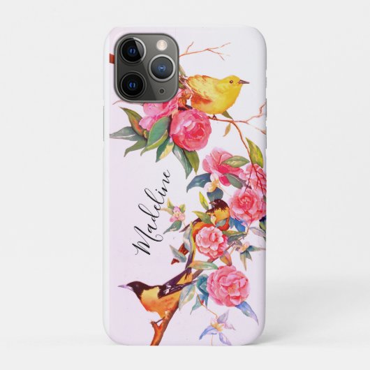 Coques Case-Mate iPhone Finition or et aquarelle florale de Camellia (Dos)