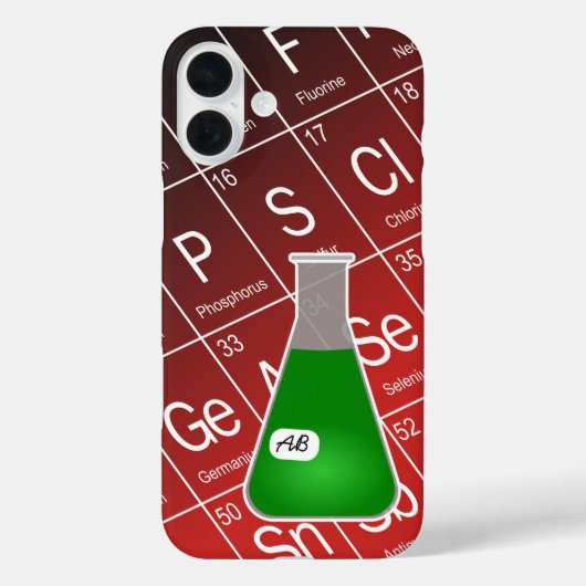 Coques Case-Mate iPhone Fiole Erlenmeyer vert (avec initiales) Chimie (Verso)