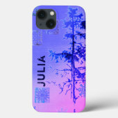 Coques Case-Mate iPhone Fir Tree & Snowflakes & Your Name (Verso)