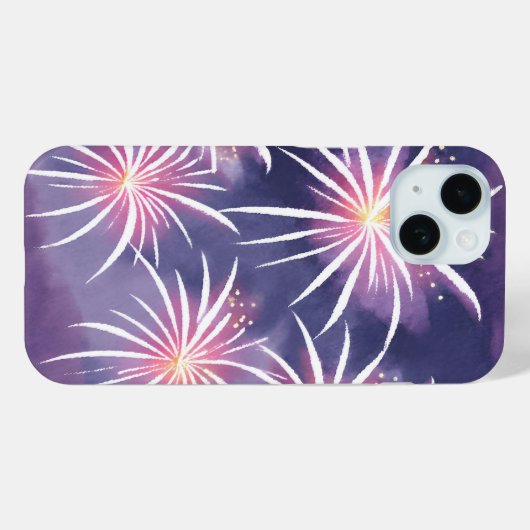 Coques Case-Mate iPhone Fireworks violets | Aquarelle Pastel (Verso (horizontal))