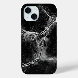 Coque Pour iPhone 15 Fissures de glace noir et blanc Photo