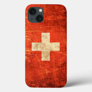 Coques Pour iPhone Flag Scratched and Worn Vintage Swiss