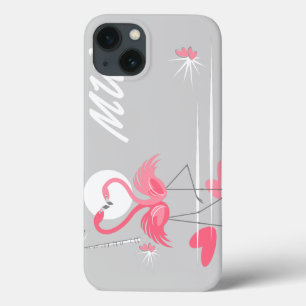 iPhone 13 Coque Flamant rose Amour côté Monogramme IPad Mini horiz