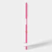 Coques Case-Mate iPhone Flamant rose avec fleurs tropicales sur rayures (Verso / Droite)