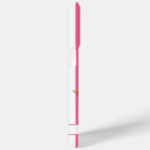 Coques Case-Mate iPhone Flamant rose avec fleurs tropicales sur rayures (Verso / Droite)