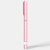 Coques Case-Mate iPhone Flamant rose avec fleurs tropicales sur rayures (Verso / Gauche)