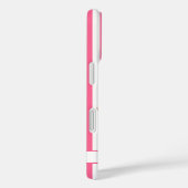 Coques Case-Mate iPhone Flamant rose avec fleurs tropicales sur rayures (Verso / Droite)
