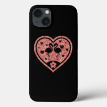 Flamant rose de coeur texturé Amour Coque-coque ip