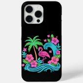 Coques Case-Mate iPhone Flamant rose de néon tropical (Verso)