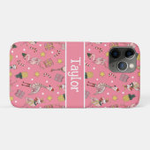 Coques Case-Mate iPhone Flamant rose de Noël rose mignon et Motif d'ananas (Dos (Horizontal))
