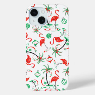 Coque Pour iPhone 15 Flamant rose de Noël rouge Multi iPhone