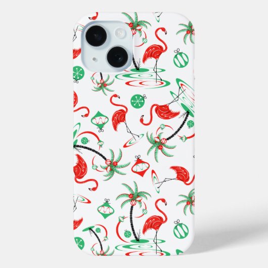 Coques Case-Mate iPhone Flamant rose de Noël rouge Multi iPhone (Verso)