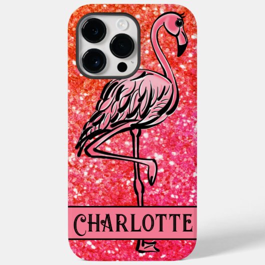 Coques Case-Mate iPhone Flamant rose de parties scintillant rose pétillant (Verso)