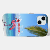 Coques Case-Mate iPhone Flamant rose de retraite sur Tropical Beach (Verso (horizontal))