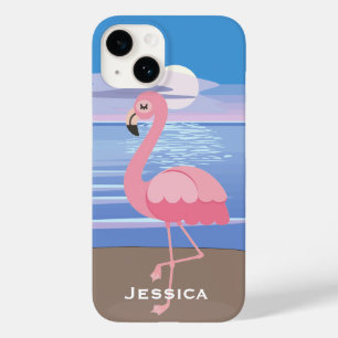 Coque Pour iPhone 14 Flamant rose d'île tropicale personnalisée