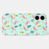 Coques Case-Mate iPhone Flamant rose et ananas - Motif d'été (Verso (horizontal))