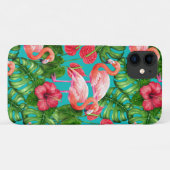 Coques Case-Mate iPhone Flamant rose et aquarelle du jardin tropical (Dos (Horizontal))