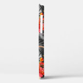 Coques Case-Mate iPhone Flamant rose et fleurs, motif monochrome. (Verso / Gauche)