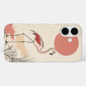 Coques Case-Mate iPhone Flamant rose et le soleil rouge (Verso (horizontal))