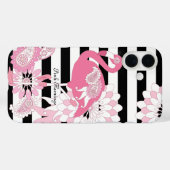 Coques Case-Mate iPhone Flamant Rose Fantaisiste Rayé Noir et Blanc (Verso (horizontal))